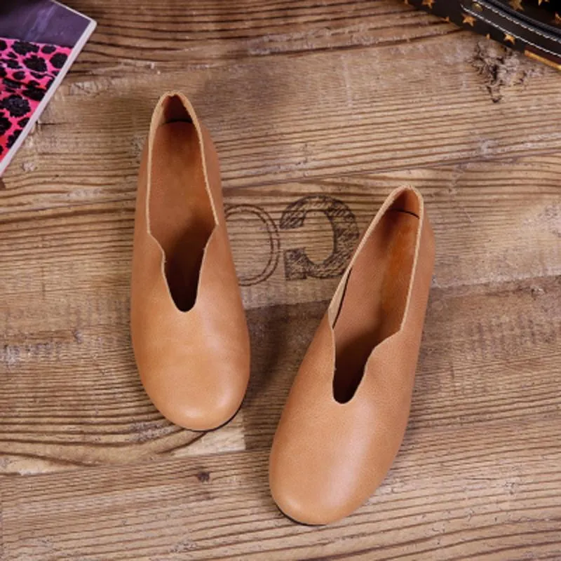 Babakud Handmade Flats Casual Leather Round Toe Shoes 33-41