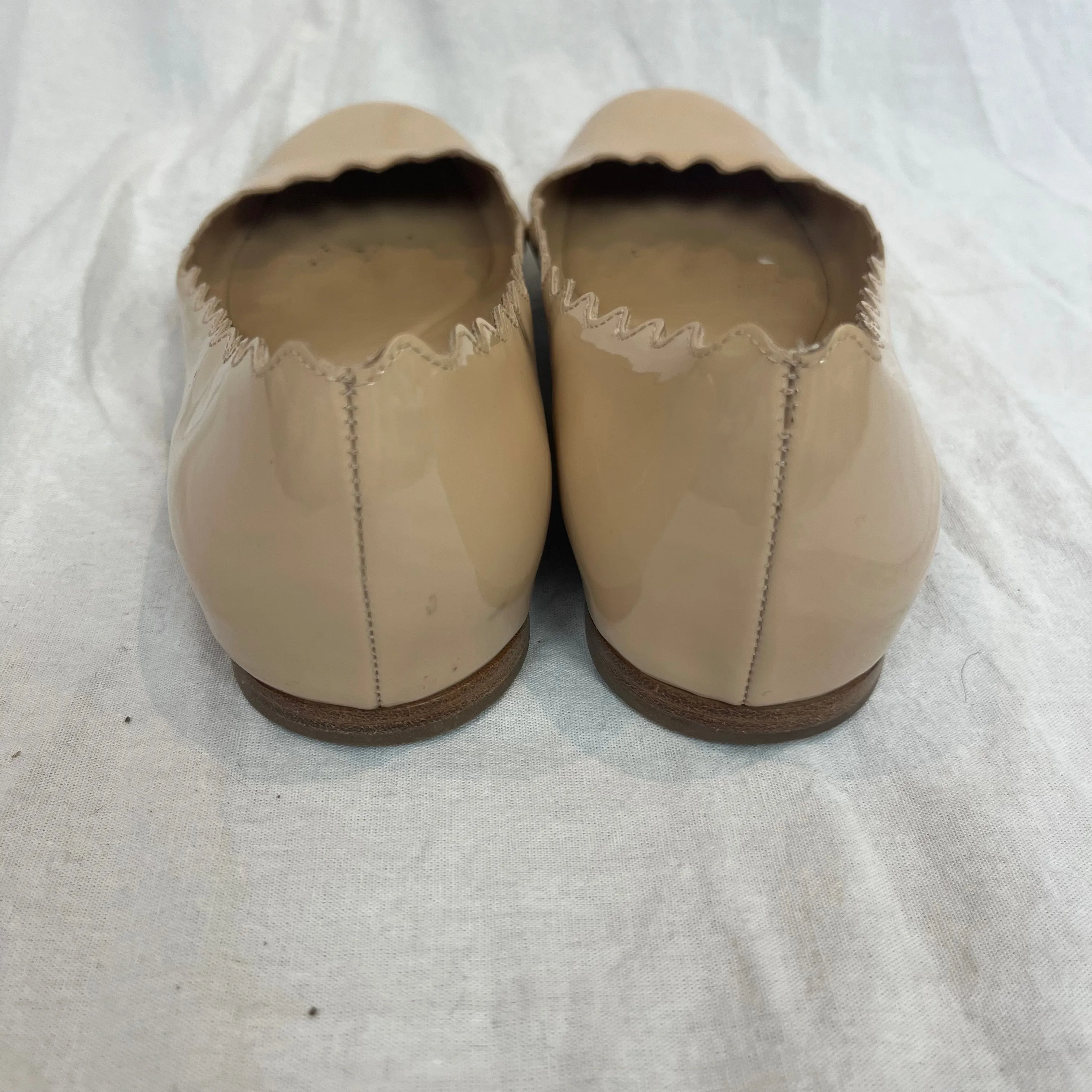 Chloe Vanilla Patent Leather Lauren Ballet Flats 38