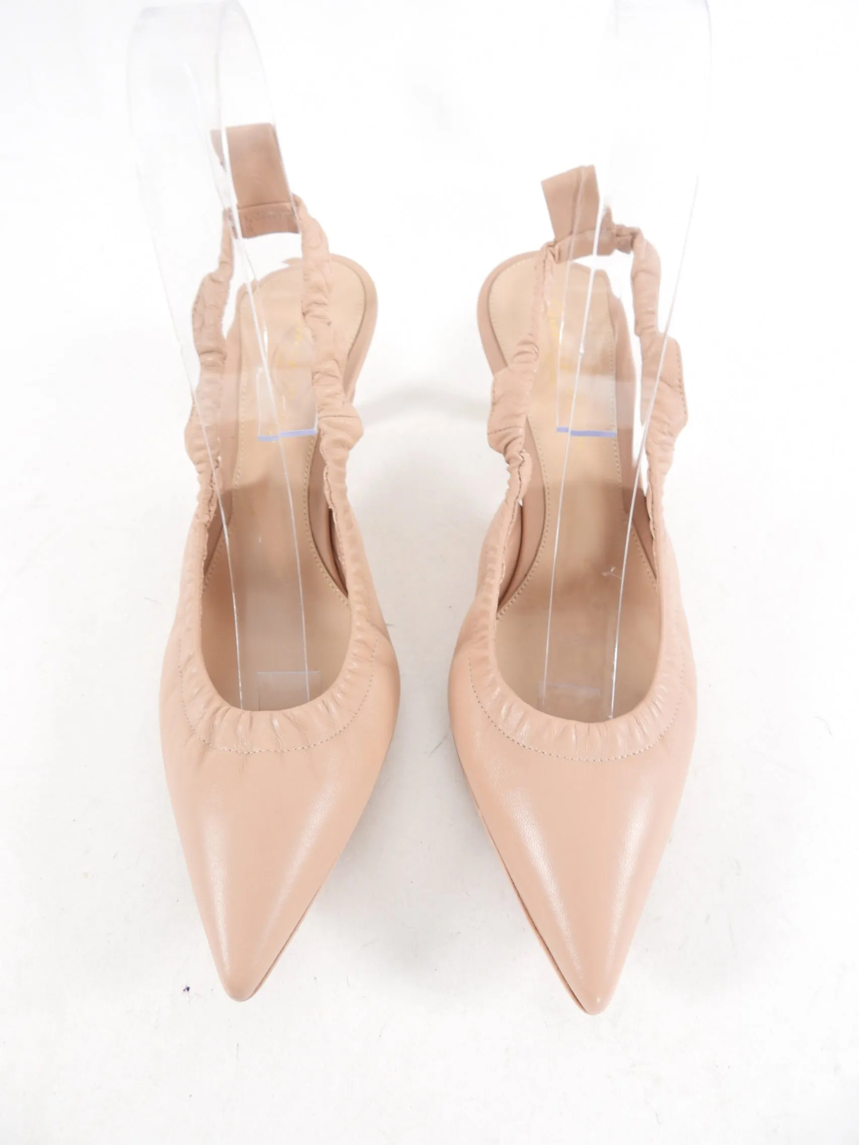 Gianvito Rossi Nude Kitten Heel Slingbacks - 37 / 6.5