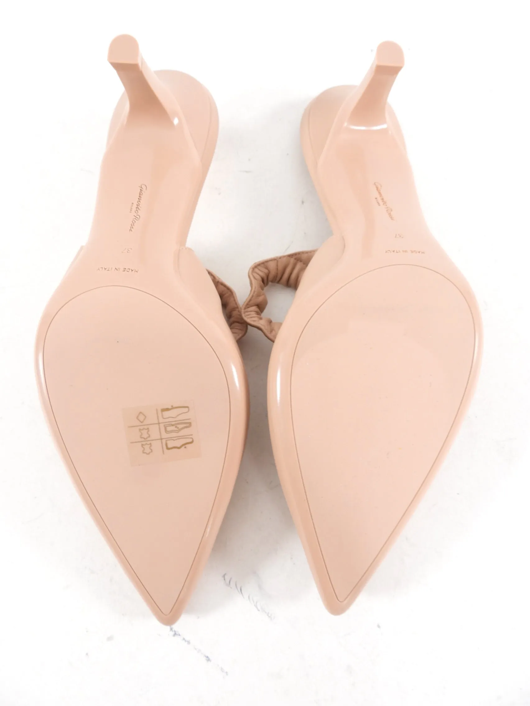 Gianvito Rossi Nude Kitten Heel Slingbacks - 37 / 6.5