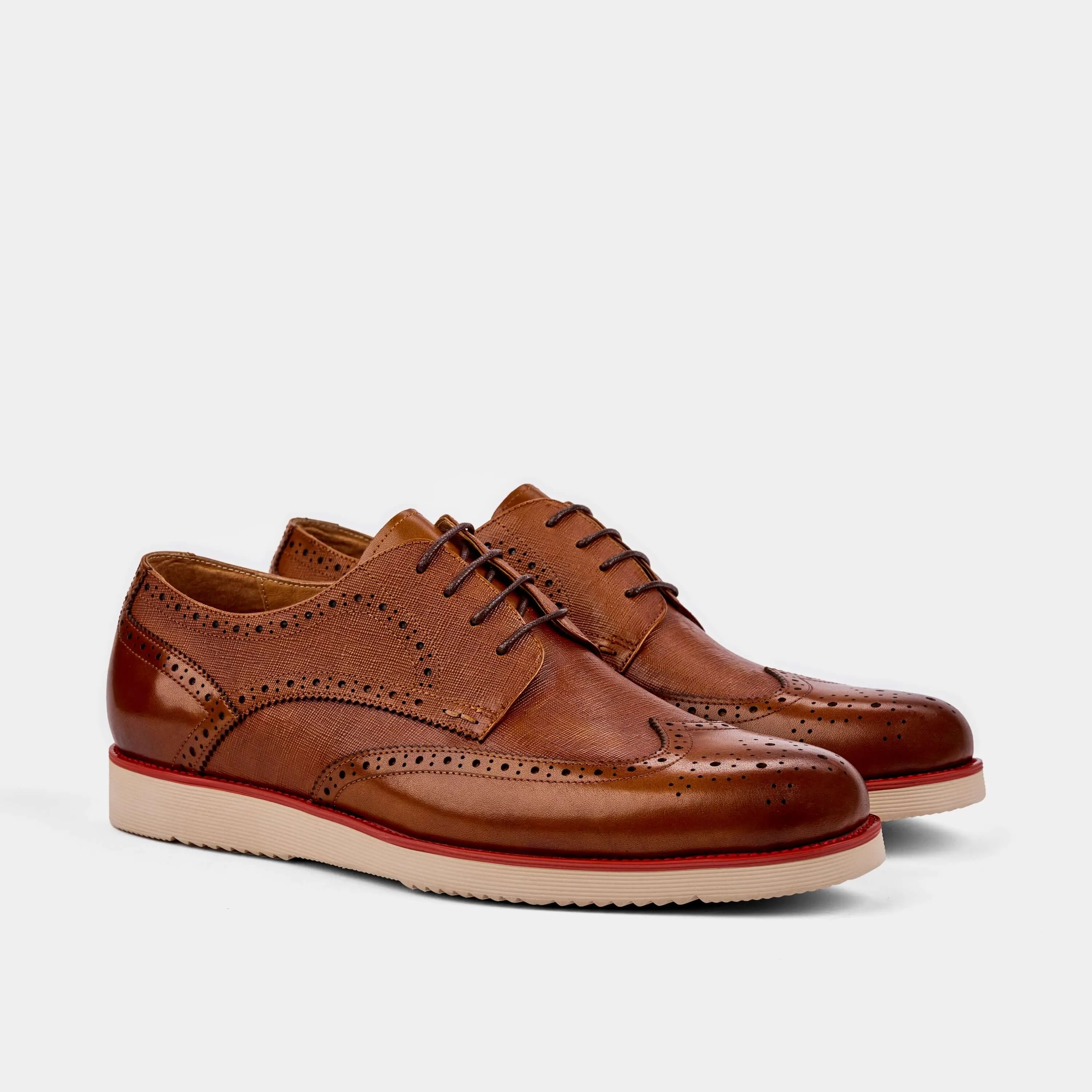 Jasper Cognac Leather Wingtip Sneakers 2.0