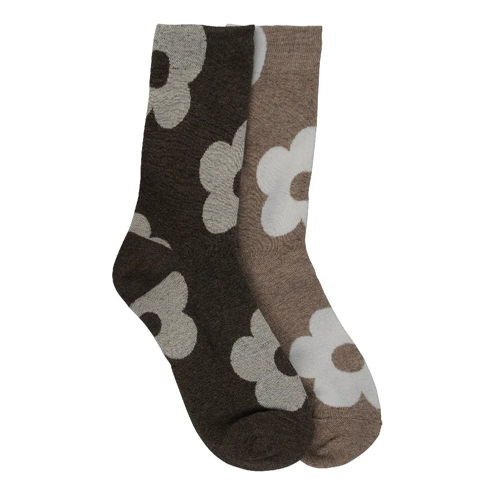 LARGE FLOWER SOCKS EARTH