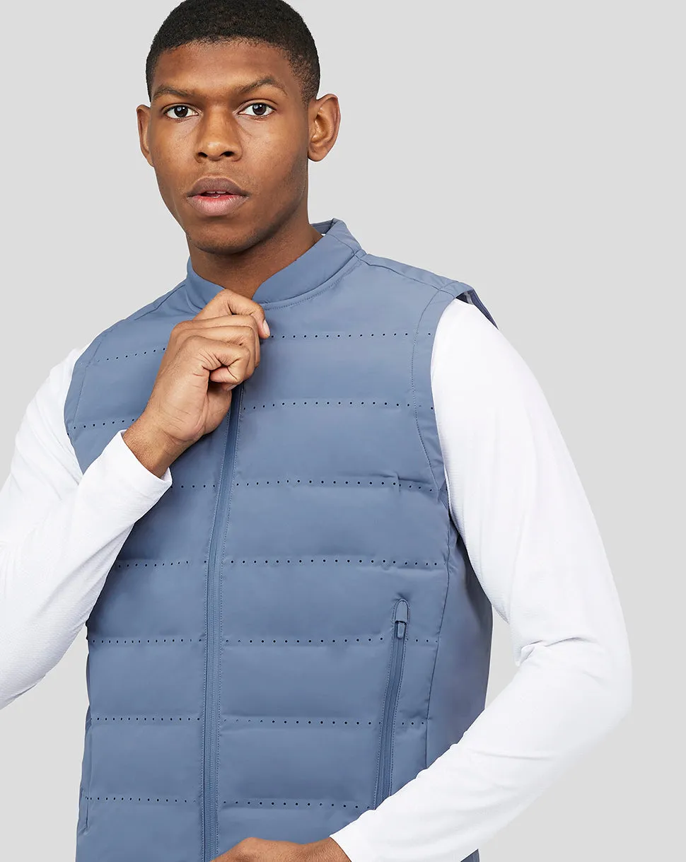 Laser Quilt Running Gilet - Clay Blue