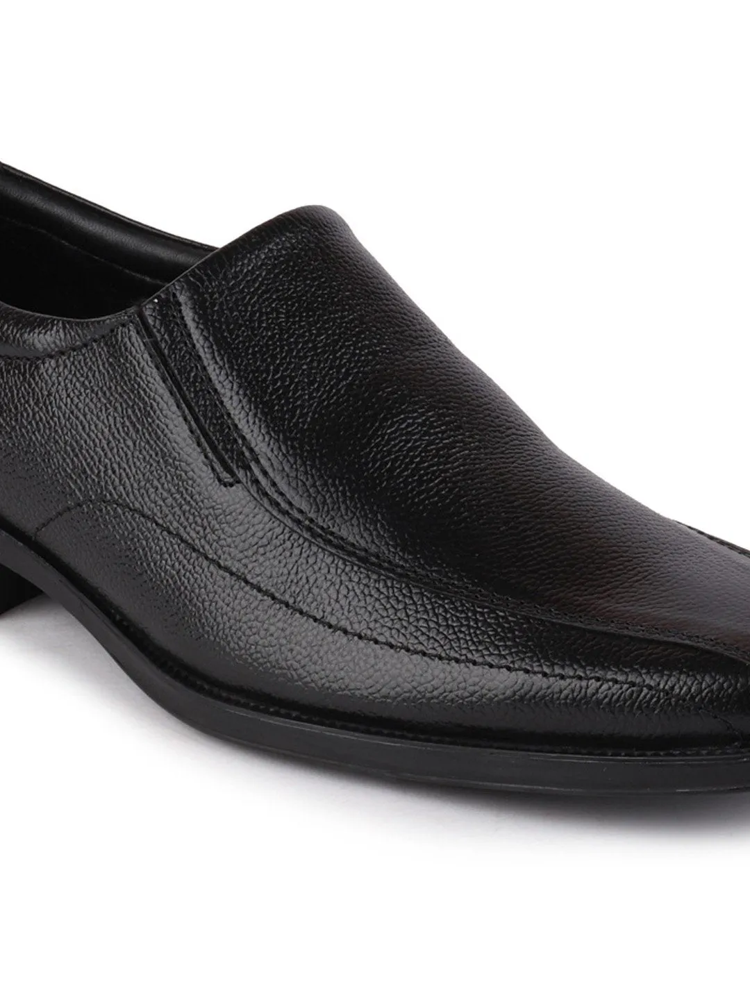 Men Black Plus Size Genuine Leather Formal Slip On Shoes