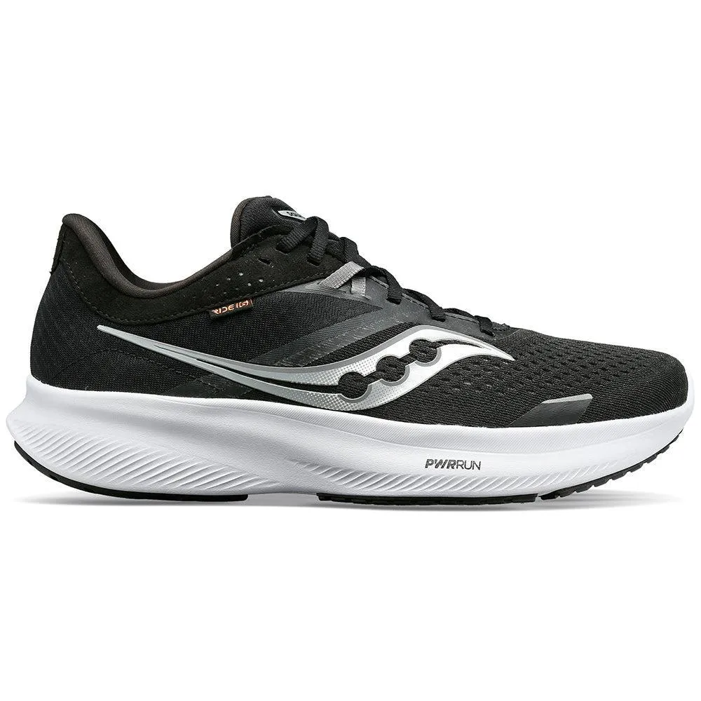 Men's Saucony Ride 16, Black/White, 12 2E Wide