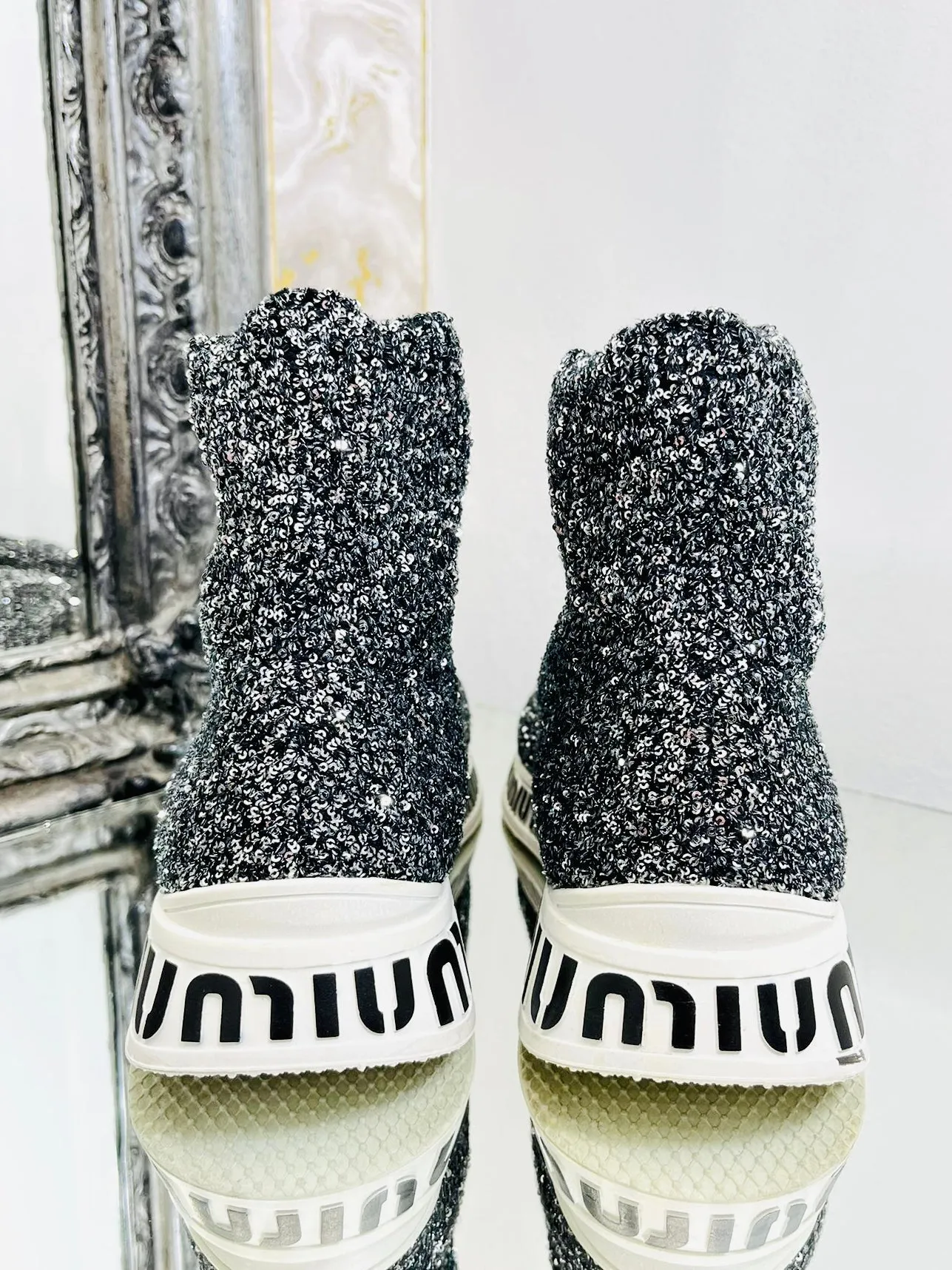 Miu Miu Sequin Sock Logo Sneakers. Size 38.5