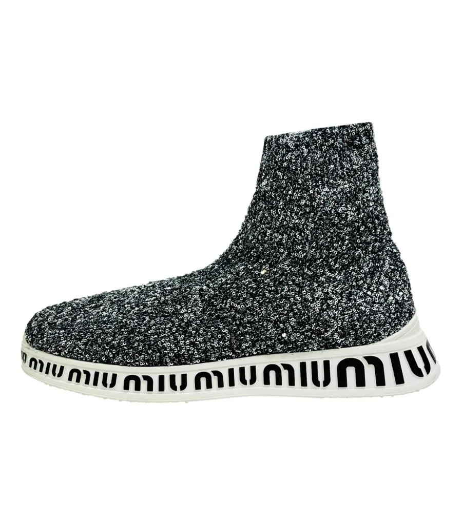 Miu Miu Sequin Sock Logo Sneakers. Size 38.5