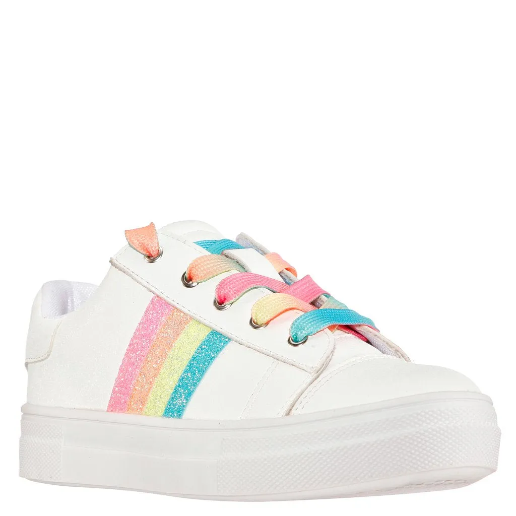 Nina Girls white shimmer rainbow stripe karsen sneaker