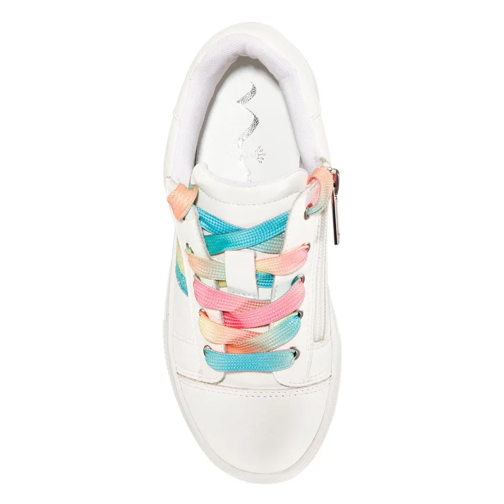 Nina Girls white shimmer rainbow stripe karsen sneaker