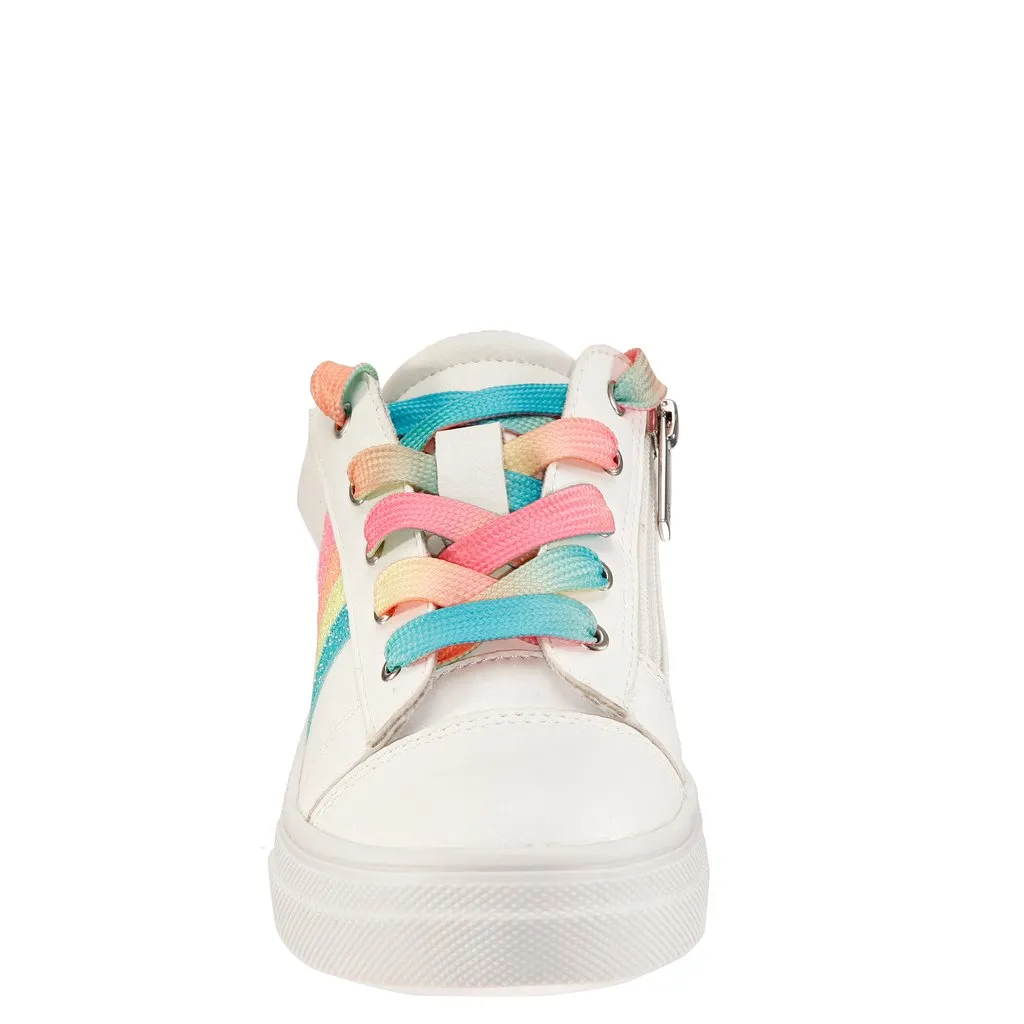 Nina Girls white shimmer rainbow stripe karsen sneaker