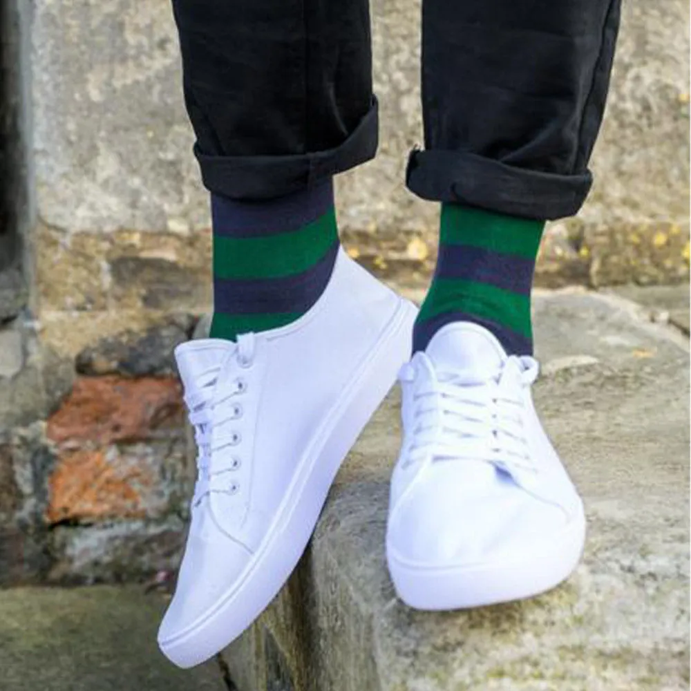 Panda Bamboo Socks - Green Striped