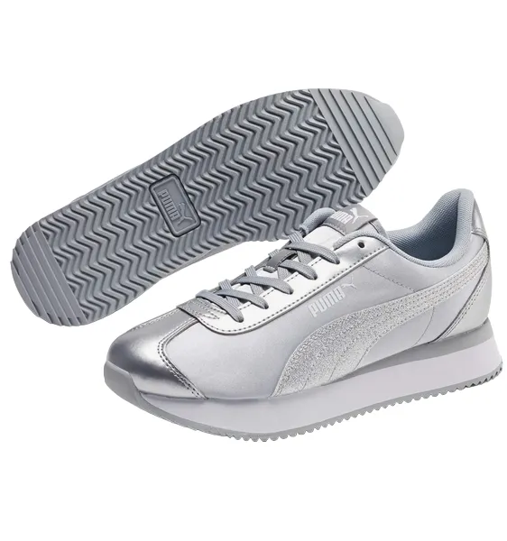 Puma women's sneakers shoe Turino Stacked Glitter 371944 03 silver