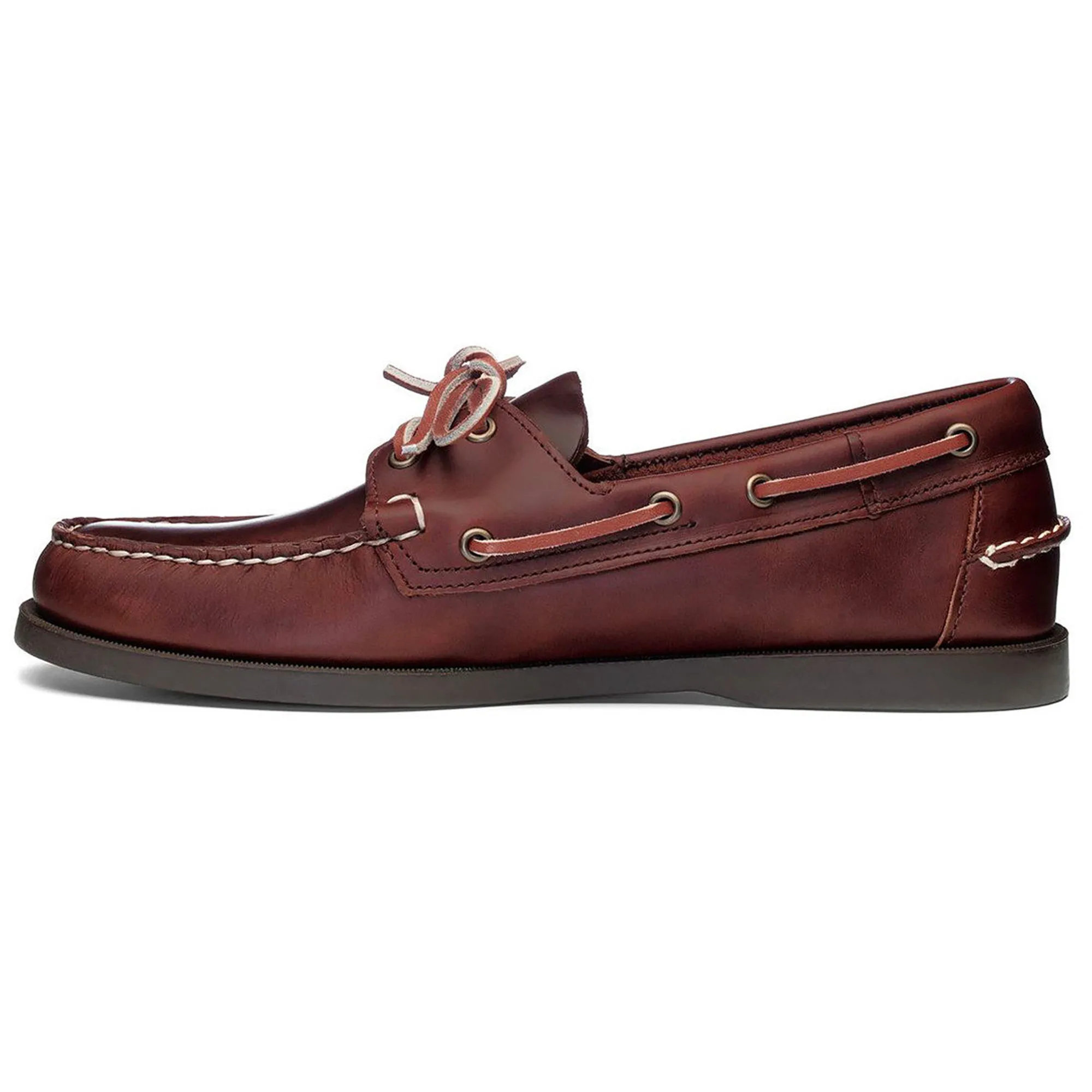 Sebago Docksides Portland Waxed Leather Boat Shoes - Brown Gum