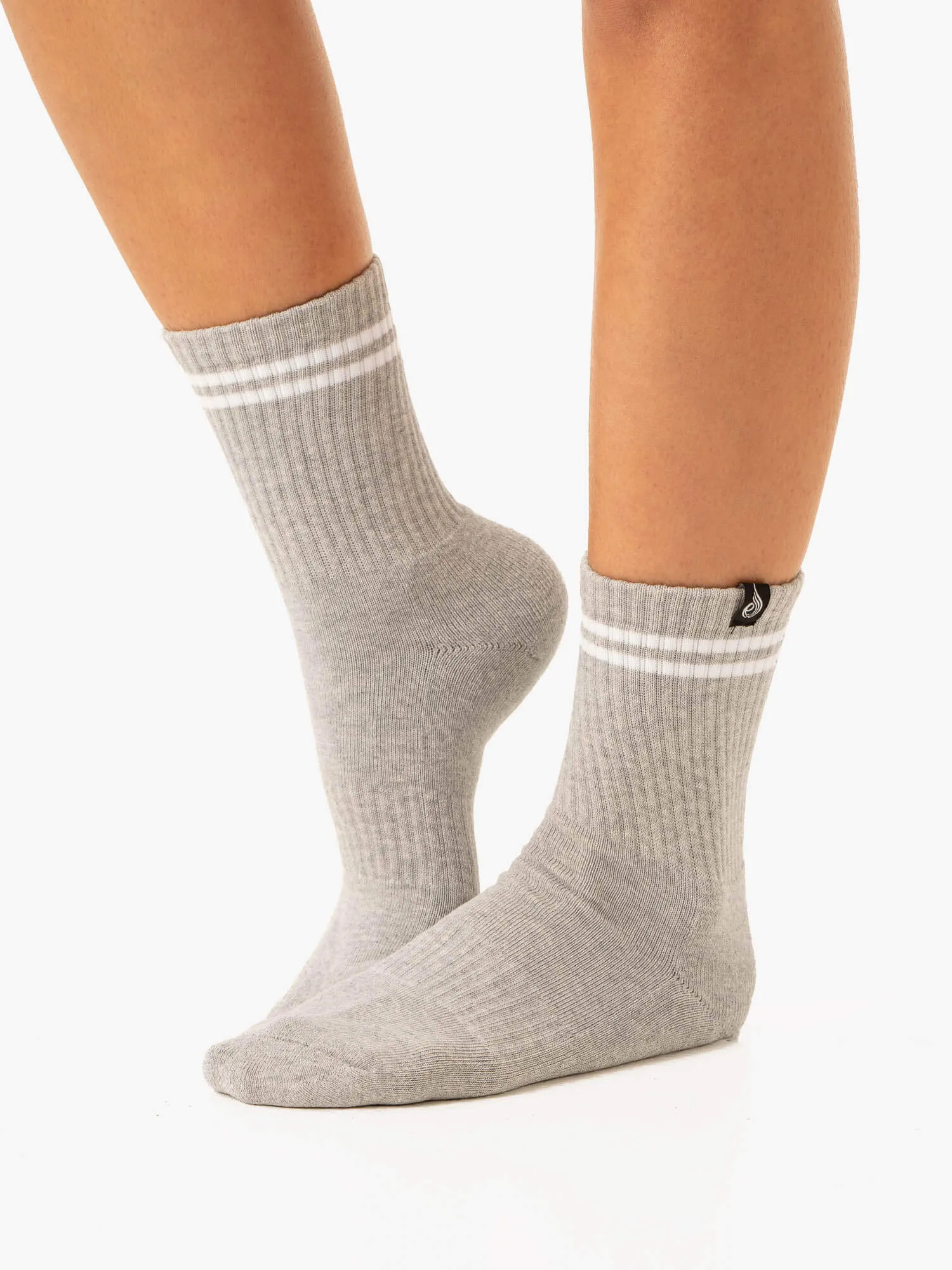 Stripe Crew Socks - Black/Grey