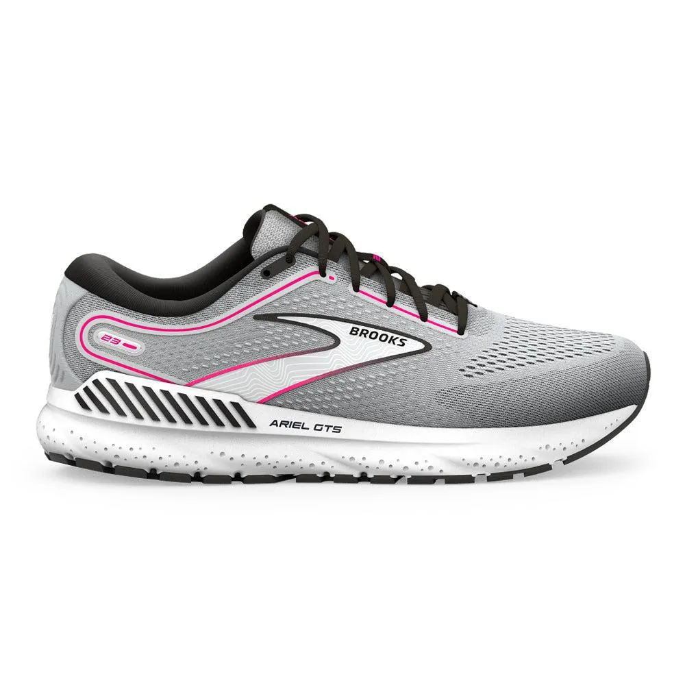 Women's Brooks Ariel GTS 23, Grey/Black/Pink, 12 B Medium